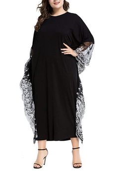 This is a beautiful brand new over sized fit caftan. It is made of 50% polyester and 50% cotton. One size fits all. The bust/hips are free size. The length is 55.51”. It has a baggy fit, soft and comfortable, and pull on closure. Machine washable and hand washable. Oversized Long Sleeve Black Abaya, Oversized Black Abaya, Oversized Black Long Sleeve Abaya, Black Oversized Long Abaya, Oversized Black Long Abaya, Black Free Size Tunic Kaftan, Black Free-size Kaftan For Spring, Black Tunic Abaya For Summer, Summer Black Tunic Abaya