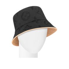 LOUIS VUITTON® - Dailygram Bucket Hat - Black Designer Black Bucket Hat, Designer Black Brimmed Hat, Bucket Hat Black, Louis Vuitton Official, Signature Look, Bucket Hats, Color Dorado, Jacquard Weave, Black Cotton