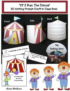 an image of a circus themed book with instructions to make it look like the clown