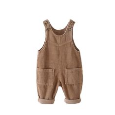 Crafted from a high-quality blend of cotton and polyester, ensuring a cozy and comfortable fit for your baby. Casual yet stylish, these overalls are perfect for playdates, outings, and everyday wear. Designed with a high waist for added comfort and a trendy look. Ideal for spring and autumn, providing warmth and comfort during cooler weather. Featuring a classic solid pattern that's versatile and timeless. Loose fit for unrestricted movement, letting your baby explore with ease. Convenient butto Cotton Jumpsuits And Rompers With Pockets For Playwear, Cotton Overalls Jumpsuit For Playtime, Cotton Overalls For Playdate, Casual Cotton Overalls For Playdate, Playtime Overalls With Pockets And Bib Front, Sleeveless Cotton Overalls For Playtime, Sleeveless Jumpsuits With Pockets For Playtime, High Waisted Overalls, Casual Playsuit