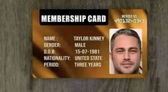 a gold id card with an image of a man's face and name on it