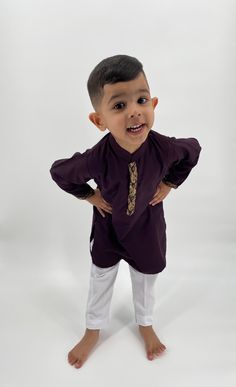 WE HAVE RECENTLY REORGANIZED OUR SHOP. PLEASE SEE OUR ETSY SHOP PAGE FOR ADDITIONAL COLOR KURTAS IN THIS DESIGN. Adorable, made-to-order kurta for infant, toddler and kid boys! Kurta ➤ Breathable and easy-to-wash cotton fabric ➤ Easy open and close clasp-buttons ➤ No-itch collar and sleeves ➤ Wide neck to easily fit over baby's head ➤ Options for plain or decorative sleeves and neckline Pajama / Pant / Trouser ➤ Breathable and easy-to-wash cotton fabric ➤ White to match with several kotis, kurta Purple Sets For Diwali Celebration, Festive Purple Kurta With Dabka Detail, Purple Dabka Kurta For Diwali, Traditional Purple Kurta With Dabka Embroidery, Traditional Purple Sets For Diwali, Traditional Purple Set For Diwali, Purple Dabka Sets For Diwali, Bollywood Style Purple Celebration Sets, Traditional Festive Purple Sets