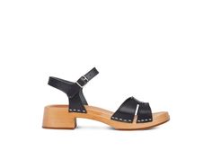 Swedish Hasbeens Classic Sandals With Wooden Heel For Summer, Swedish Hasbeens, Lime Tree, Clog Sandals, Sky High, Vegetable Tanned Leather, Summer Sale, Strap Sandals, Black Sandals