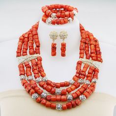 Make your wedding day truly memorable with our custom-made bridal jewelry set. African Wedding Jewelry, Coral Beads Necklace, Bridal Jewelry Set, Necklace Collection, Beading Ideas, Mobile Screen, Coral Jewelry, Jewellery Uk, African Beads