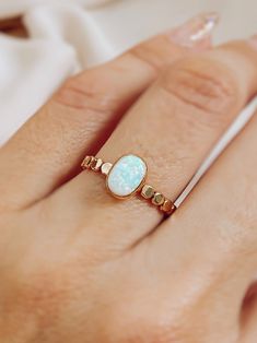 Stackable Opal Promise Ring, White Opal Stackable Rings For Promise, White Opal Stackable Promise Rings, Opal Rings With Gemstone Accents, Adjustable Opal Gemstone Ring, Handmade Opal Promise Ring, White Opal Open Ring, White Stackable Opal Jewelry, White Opal Stackable Rings As Gift