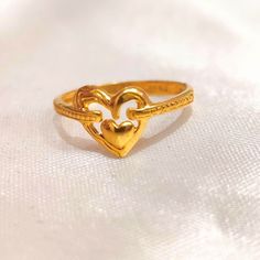 This is a beautiful 22k Gold Ring  This is the perfect gift for mom, wife, fiancée, girlfriend, valentine, daughter, family or friend. It is a special gift for mother's day, valentine's day, wedding, anniversary, birthday, Christmas, Easter, New Year's and any holiday. 1. Material Details ✫ Gold : 22K (Real Gold) ✫ Gold Color Options: Yellow Gold ✰ Weight: 1.400g to 1.960g (depending on the size)  Terms & Conditions Buyers are requested to order rings in correct size because all rings are custom made after receiving the order. If there is any change in ring size, we request buyer to please inform us before item is shipped. After shipping we cannot accept any changes. Gold Open Couple Rings For Valentine's Day, Gold Open Heart Ring Gift, Gold Double Heart Ring For Mother's Day, Dainty Gold Heart Ring For Wedding, Gold Wedding Rings For Valentine's Day, Heart-shaped Couple Rings For Wedding, Gold Double Heart Rings For Gifts, Double Heart Yellow Gold Ring For Gift, Gold Heart-shaped Couple Rings Gift