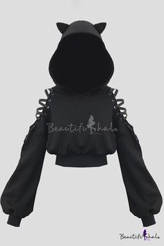 Ropa Otaku Aesthetic, Cat Outfits Women, Dark Style Girl, Cat Girl Outfit, Cat Hoodie With Ears, Ropa E Girl, Cat Outfit, Edgy Girls, Stylish Hoodies