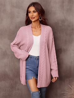 Elevate your wardrobe with the Ludlow Cable Knit Duster Cardigan in pink. This cozy cardigan features a classic cable knit design and is perfect for layering on chilly days. Add a pop of color to any outfit and stay warm with this stylish and versatile piece. Size Guide: Model is 5’8” tall, and has a 33.5” bust, 26.4” waist, & 35.6” hips. She is wearing a S / US 4 / AU 8. This sweater cardigan is true to size. Material: 20% Acrylic, 10% Polyamide, 70% Polyester. Feature: V-neckline. Long sleeves Cardigan Plus Size, Chic Cardigan, Knit Sweater Coat, Knit Sweater Top, Asymmetrical Sweater, Longline Cardigan, Long Sleeve Knitted Cardigan, Saint John, Top Streetwear