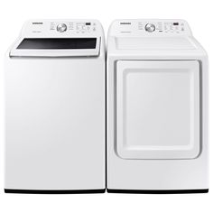 the front load washer and dryer are both white