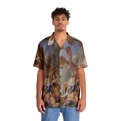 Nothing says "I love summer" like a Hawaiian shirt, and now, you can make this iconic garment even better by adding your own art to it. Made to have a boxy fit and a notch lapel collar that are perfect for any laidback scenario, these shirts come with a handy chest pocket and a 95% polyester and 5% spandex fabric for silky comfort. Choose between black or white buttons & customize it to taste.  .: Material: 95% polyester, 5% spandex .: Medium fabric (7.23 oz/yd²(245 g/m .: Boxy fit .: Chest pock I Love Summer, Limassol, Spandex Fabric, Hawaiian Shirt, Tee Shirts, Mens Shirts, China, Mens Outfits, Fabric