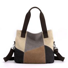 Color: Gray Cavas Bag, Womens Sling Bag, Vintage Tote Bag, Casual Crossbody Bag, Patchwork Bags, Canvas Handbags, Casual Tote, Canvas Shoulder Bag, Shoulder Tote Bag