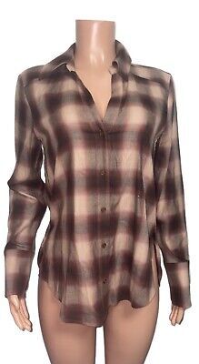 Paige Davlyn Brown plaid flannel Button Down shirt Top Blouse NWTS S Grunge Y2K | eBay Plaid Collared Blouse For Fall, Plaid Shirt With Placket For Fall, Fall Plaid Collared Blouse, Casual Plaid Tops With Placket, Fall Plaid Shirt With Placket, Plaid Fall Shirt With Placket, Fall Plaid Top With Placket, Grunge Theme, Oversized Brown Button-up Flannel Shirt