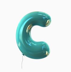 a balloon shaped like the letter c is floating in the air on a white background