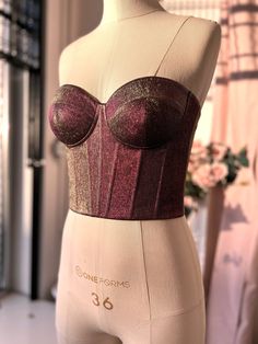 Pink gold glitter corset, Brilliant brocade off-shoulders bustier