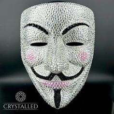 Rhinestone covered Halloween mask Perfect for your Halloween costume Completely covered in sparkliest rhinestones  Please note this is not a toy. Mask should be handled with care and kept away from children. Diamond Halloween Costume, Rhinestone Halloween Mask, Bedazzled Halloween Mask, V For Vendetta Costume, Halloween Costume With Mask, Halloween Maske, Rhinestone Halloween, The Mask Costume, Masque Halloween