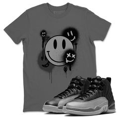 Smile Painting t-shirt design was made to superbly match your kicks. Shop our Drip Gear Zone collection now to find the best sneaker shirts and Jordan outfits. We have a lot of high-quality sneaker match shirts and more. 100% Cotton [Black,White] 90% Cotton / 10% Polyester [Heather Grey] 50% Cotton / 50% Polyester [Safety Green] Hoodie/Sweatshirt - 80% Cotton / 20% Polyester Black T-shirt With Screen Print For Sneaker Matching, Casual Sneakers With Graffiti Print For Streetwear, Casual Graffiti Print Sneakers For Streetwear, Casual Black Sneakers With Graffiti Print, Sporty Graffiti Print Sneakers For Streetwear, Gray Graffiti Print Top For Streetwear, Sporty T-shirt With Sublimation Print For Streetwear, Urban Black Sneakers With Graphic Print, Casual Graphic Print Sneakers For Streetwear