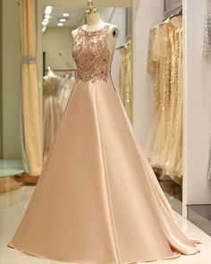 elegant jewel beading bodice satin evening gown Cheap Formal Dresses Long, Evening Gowns Online, Junior Formal Dresses, Satin Evening Gown, A Line Prom Dress, Muslimah Dress, Prom Dresses Sleeveless, Prom Dresses For Sale, A Line Prom Dresses