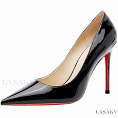 Lasaky - Chic High Heels in Red and Black, Ideal for Formal Events Red Bottom High Heels, Chic High Heels, White Flat Shoes, Red Bottom Shoes, Rough Heels, Elegant High Heels, Beautiful High Heels, Red Bottom, Red Pumps