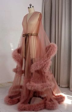 Floor Length Robe, Fancy Robes, Wedding Scarf, Sheer Robe, Fur Dress, Tulle Material, Bridal Robe, Let Her Go, Crop Top Dress