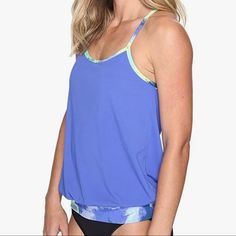 Nike Women's Cascade Sport Swimsuit Tankini Blue. Brand New With Tags. Blue Sleeveless Tankini For Poolside, Blue Tops For Pool And Beach Season, Casual Blue Tankini For Spring, Blue Tops For Pool Occasions In Spring, Sleeveless Blue Tops For Pool, Nike Sleeveless Swimwear For Pool, Nike Sleeveless Swimwear, Nike Summer Beach Top, Blue Sleeveless Tankini For Vacation