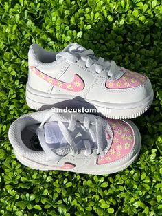 Cute White Sneakers For Spring, Cute Sneakers With Rubber Sole, Cute White Low-top Custom Sneakers, Cute Pink High-top Custom Sneakers, Cute High-top Custom Pink Sneakers, Cute Non-slip Closed Toe Sneakers, Playful White Customizable Sneakers, Playful Sneakers With Soft Sole, Pink Low-top Sneakers For Daycare