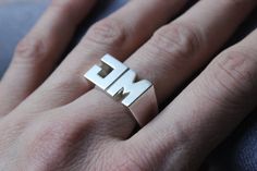 XL Personal Ring Sterling silver, Signet ring, Name Initials ring, Monogram Ring, Made to order For Ring Name, Cocktail Earrings, Handmade Sterling Silver Rings, Monogram Ring, Name Initials, Silver Signet Ring, Initial Ring, Jewelry Inspo, Ring Ring