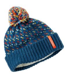 Nostalgic birdseye pattern and a colorful pom make this cozy hat a fun cold-weather staple for every kid. Slightly Fitted. Lined in ultracozy polyester fleece. Made from soft 100% recycled polyester yarn. Handwash, dry flat. Imported. | Kids' Sweater Weather Hat, Synthetic Outerwear Women Winter, Kids Winter Hats, Hat Accessories, Winter Hats For Men, Kids Fleece, Cozy Hat, Mens Beanie, Winter Hats Beanie, Winter Hats For Women