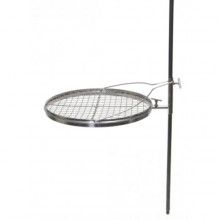 a metal rack with a wire hanging from it's side on a white background