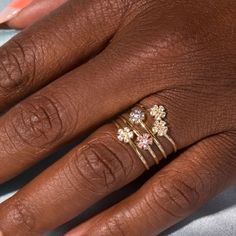 This delicate ring is adorned with two enchanting flowers. This sweet and elegant ring captures the essence of nature's beauty, bringing a touch of charm to your everyday style. Embrace the harmonious blend of sophistication and sweetness. Metal: 14k Gold over Sterling Silver Size: 14.9-19 mm / 0.59-0.75" Stone Type: JOOPITA® Stone Weight: 1.0 g Sapphire Flower Ring, Stone And Strand, Daisy Ring, Lab Diamond Engagement Ring, Dope Makeup, Floral Ring, Ring Stone, Cushion Cut Diamonds, Elegant Ring