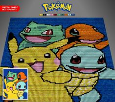 the pokemon poster is made out of legos and has an image of pikachu,