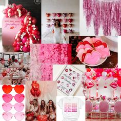 pink and red valentine's day party mood board