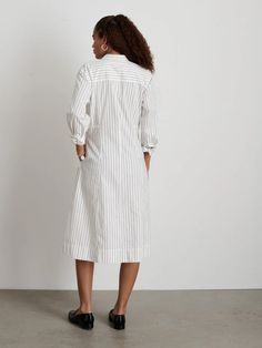 Jules Dress In Stripe – Alex Mill Vintage Menswear, Alex Mill, Work Jackets, Linen Shop, Sweater Pants, Short Jumpsuit, Shirtdress, Jeans Dress, Get Dressed