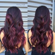 Berry Balayage, Boliage Hair, Balayage Extensions, Hair Color Burgundy, Purple Highlights, Balayage Ombre, Red Highlights, Trendy Hairstyle