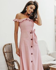 Cotton sundress  Color: pink red black beige  Size: S M L Xl  #fashions #inspo #outfits #outfitpost #styleinsp... Chic Off-shoulder Cotton Midi Dress, Fitted Off-shoulder Casual Maxi Dress, Casual Fitted Off-shoulder Maxi Dress, Casual Off-shoulder Maxi Dress For Dress Down Occasions, Ruffle Summer Dress, Elegant Summer Dresses, Shoulder Ruffle Dress, Cotton Dress Summer, Skirt Maxi