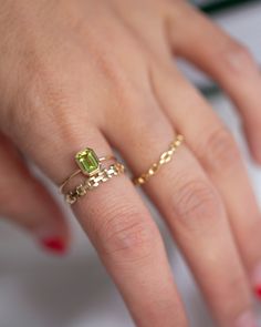 Prong octagon peridot ring Eye catching yet, dainty simple design.Perfect way to cherish a special august birthday or to simplywear it for its beautiful light green color Metrical : 14-karat Yellow Size: Band measures 1mm, Peridot measures 6x4mm Stackable 14k Gold Emerald-cut Birthstone Ring, 14k Gold Emerald Cut Stackable Birthstone Ring, Dainty 14k Gold Birthstone Ring With Emerald Cut, Dainty 14k Gold Emerald Cut Birthstone Ring, Dainty Emerald Cut Birthstone Ring, 14k Gold Stackable Rings With Emerald Cut Birthstone, Dainty Emerald Cut Solitaire Birthstone Ring, Emerald Cut Birthstone Stackable Rings In 14k Gold, Minimalist Emerald Cut Green Stackable Rings