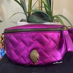 - Logo-Jacquard Lining - Leather - 11”W X 5”H X 2”D -.90lb Luxury Purple Pouch Bag, Luxury Belt Bag With Zipper Closure, Leopard Clutch, Quilted Crossbody Bag, Leather Belt Bag, Large Wallet, Leather Bifold Wallet, Crossbody Wallet, Small Tote