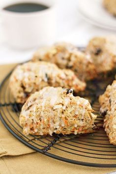 Morning Glory Scones In case you don’t know what “Morning Glory” implies, it usually has to do with the magical medley of the following ingredients: carrots, apples, raisins, shredded coconut, chopped nuts and spices. Get the best healthy baking recipes, breakfast ideas, dessert recipes, and more at girlversusdough.com Perfect Scones Recipe, Breakfast Scones, Baking Scones, Bread Bakery, Crumpets, Quick Breads, Scone Recipe, Breakfast Treats, Morning Glory