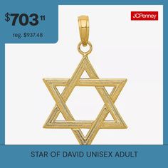 Included: 1 Pendant(s)Shape: StarMetal Color: YellowPendant Length: 19.7mmPendant Width: 13mmCare: Wipe CleanMetal: 14k GoldPendant & Charms Type: PendantsAssembled in the US from Imported Materials Gold Star Pendant, Jewelry Star, Star Of David, Religious Jewelry, Gold Star, Star Pendant, Gold Stars, Charms, Necklaces