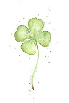 a watercolor painting of a four leaf clover