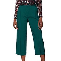 Never Worn, New With Tags, Elma Pants In Emerald Green By Lk Bennett. Cropped, Button And Zip Closure, Pleats. Smart British Style. Summer Wide Leg Elastane Pants For Work, Green Wide Leg Pants With Button Closure, Green Business Casual Bottoms For Fall, Fall Business Casual Green Bottoms, Wide Leg Pantsuit With Button Closure For Work, Green Bottoms For Workwear In Fall, Green Wide-leg Office Pants, Green Wide Leg Office Bottoms, Green Wide Leg Bottoms For Office