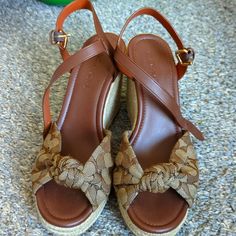 Brown Coach Wedges. Only Worn A Couple Times. Close To Brand New Coach Wedges, Coach Sandals, Pretty Sandals, Brown Coach, Shoe Inspo, Couple Time, Coach Shoes, Women's Shoes Sandals, Fashion Inspo Outfits