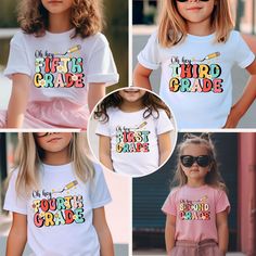 Prepare your little one for the first day in style with our adorable toddler shirt! Whether it's preschool, kindergarten, or up to 6th grade, celebrate every milestone with this charming shirt. Perfect for showing off school spirit and embracing those back-to-school vibes! 🎒✨ #FirstDayOfSchool #BackToSchool #KindergartenVibes #SecondGradeShirt #ThirdGradeTshirt #FourthGradeShirt #FifthGradeShirt #SixthGradeShirt A thoughtful gift to your friends and family or even a present to yourself because Short Sleeve Birthday Shirt For End Of School Year, Short Sleeve T-shirt For Daycare, School Spirit Short Sleeve Shirt For Birthdays, School Spirit Short Sleeve Shirt For Birthday, Cute Pre-shrunk Shirt For Back To School, Short Sleeve Shirt For Daycare And Back To School, Cute Letter Print Tops For School Events, Fun Short Sleeve Tops For Daycare, Cute School Tops With Name Print