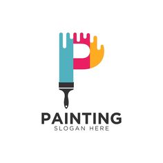 the logo for painting is designed with brush and paint colors