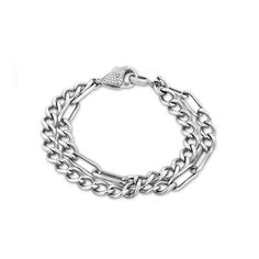 WEB EXCLUSIVE-This design is not available in any retail locations Sterling silver Diamonds; approximately 0.40 carats Flat curb 6.3mm chain - paperclip links 15mm chain Bracelet length 7" Diamond lobster claw clasp Style number: B0003720 Modern Bracelets With Chunky Cuban Link Chain, Modern Chunky Chain Cuban Link Bracelets, White Gold Cuban Link Bracelet With Solid Construction, Luxury Silver Link Chain Bracelet, Classic Link Chain Diamond Bracelet, Modern Cuban Link Bracelet With Chunky Chain, Modern Chunky Cuban Link Chain Bracelet, Modern Chunky Cuban Link Bracelet, Luxury Silver Cuban Link Bracelet