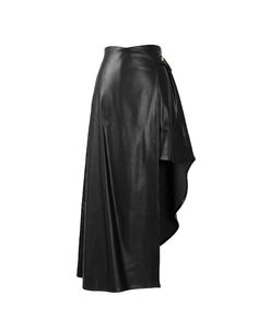 Fatale – Black Asymmetrical Wrap Skirt, Vegan LeatherWith it's beautiful, structured drape this black asymmetrical wrap skirt works wonderfully to elevate any ensemble with a touch of edge and sophistication. The fully functional wrap design, with gold button closure and free hanging belt tie, ensures the perfect fit and adds and air of minimalist charm. Overall, this designer wrap skirt works playfully with the female form for a standout look. Sustainably made in Australia from cruelty free veg Belt Tie, Skirt Design, Asymmetrical Hem, Independent Designers Fashion, Wrap Skirt, Skirt Top, Colorful Sweaters, Clothes For Sale, Cruelty Free