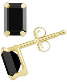 in stock Onyx Stud Earrings, Solitaire Studs, 10k Gold, Emerald Cut, Onyx, Emerald, Pick Up, Buy Online, In Store