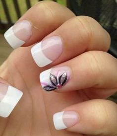 French Manicure Flowers, Nails 2016, Gel French Manicure, French Pedicure, Nail Design Video, Nagel Tips, French Nail Art, Flower Nail Designs