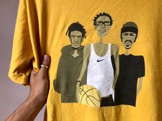 "Vintage Nike T Shirt Nike Basketball 90s - 00s Hip Hop T Shirt Vintage Streetwear Sneakers T Shirt 90s Nike Graphic tee Rap Tee o Size armpit to armpit 25\" top to botton 31\" - 31.5\" shoulder width 23.5\" (inch) o Fabric cotton 100% Vintage color o Made in Mexico o Condition vintage Condition 8.5/10 vintage color look vintage oo If you are in any interested and have any questions? Please do ask me on various details, I am more than happy to help oo \" Shipping Wordwide\" registered airmail th Summer Throwback Tops With Graphic Print, Throwback Cotton Top For Streetwear, 90s Yellow Screen Print Tops, Hip Hop T Shirt, Basketball Tees, 90s Nike, Music Tees, Nike T, Shirt Nike