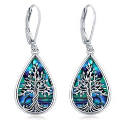 PRICES MAY VARY. Tree Earrings Design: Tree of life symbolize healthy, good luck and protection. Tree of Life elements combined with abalone shell, created stylish and elegant tree of life dangling earrings. Teardrop Earrings Material: Tree of Life drop earrings are made of S925 Sterling Silver, this material is safe for our earholes, lead-free, nickel-free, tarnish-resistant, skin-friendly, long term wear. Earring Size: Tree of Life dangle earrings size is 15*38mm (0.59*1.49 in). Suitable both Sunflower Tree, Life Flower, Hummingbird Earrings, Tree Of Life Earrings, Tree Of Life Jewelry, Tree Earrings, Sunflower Earrings, Earrings Teardrop, Earrings Design