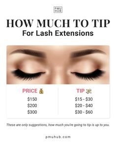 How Much to Tip for Eyelash Extensions in 2023? Lash Tech, Eyebrow Shaping, Permanent Makeup, Beauty Industry